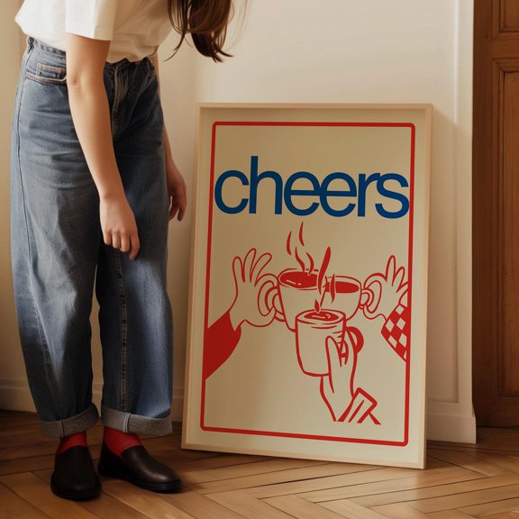 Cheers Cocktail Bar Cart Poster
