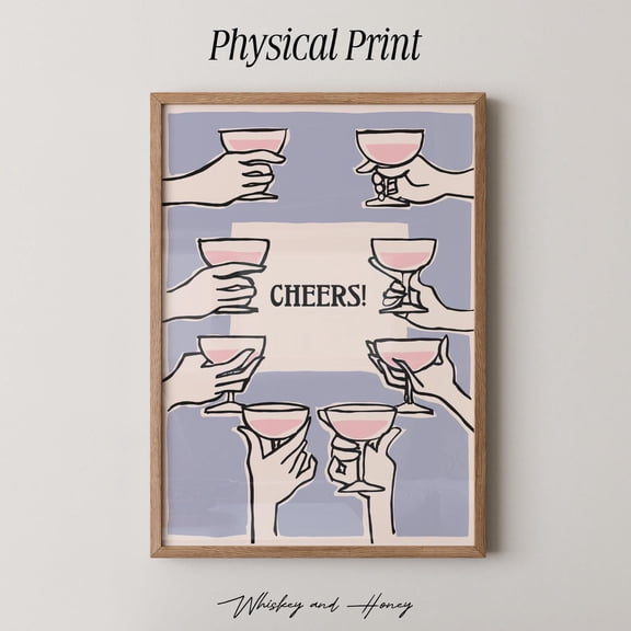 Cheers Cocktail Poster MidCentury Bar Cart Poster , Poster Print Only