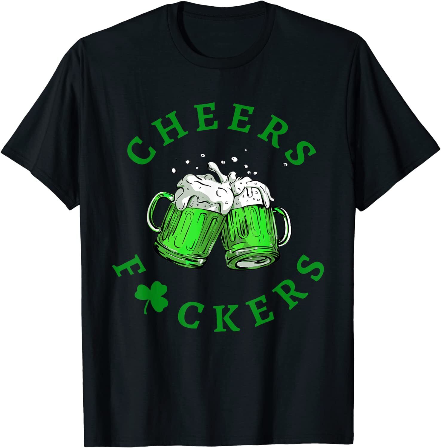 Cheers Fkers St Patricks Day Men Women Beer Drinking Mugs TShirt Size
