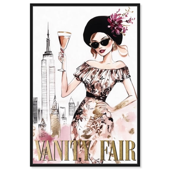 Cheers From NYC Cover Canvas Print Vintage Wall Art by Art Remedy, Black Frame, 16 x 24