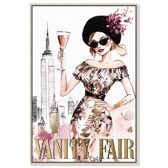 Cheers From NYC Cover Canvas Print Vintage Wall Art by Art Remedy, Silver Frame, 20 x 30