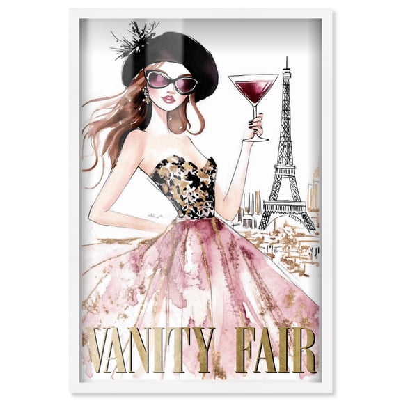 Cheers From Paris Cover Shadowbox Print Vintage Wall Art by Art Remedy, White Frame, 30 x 45