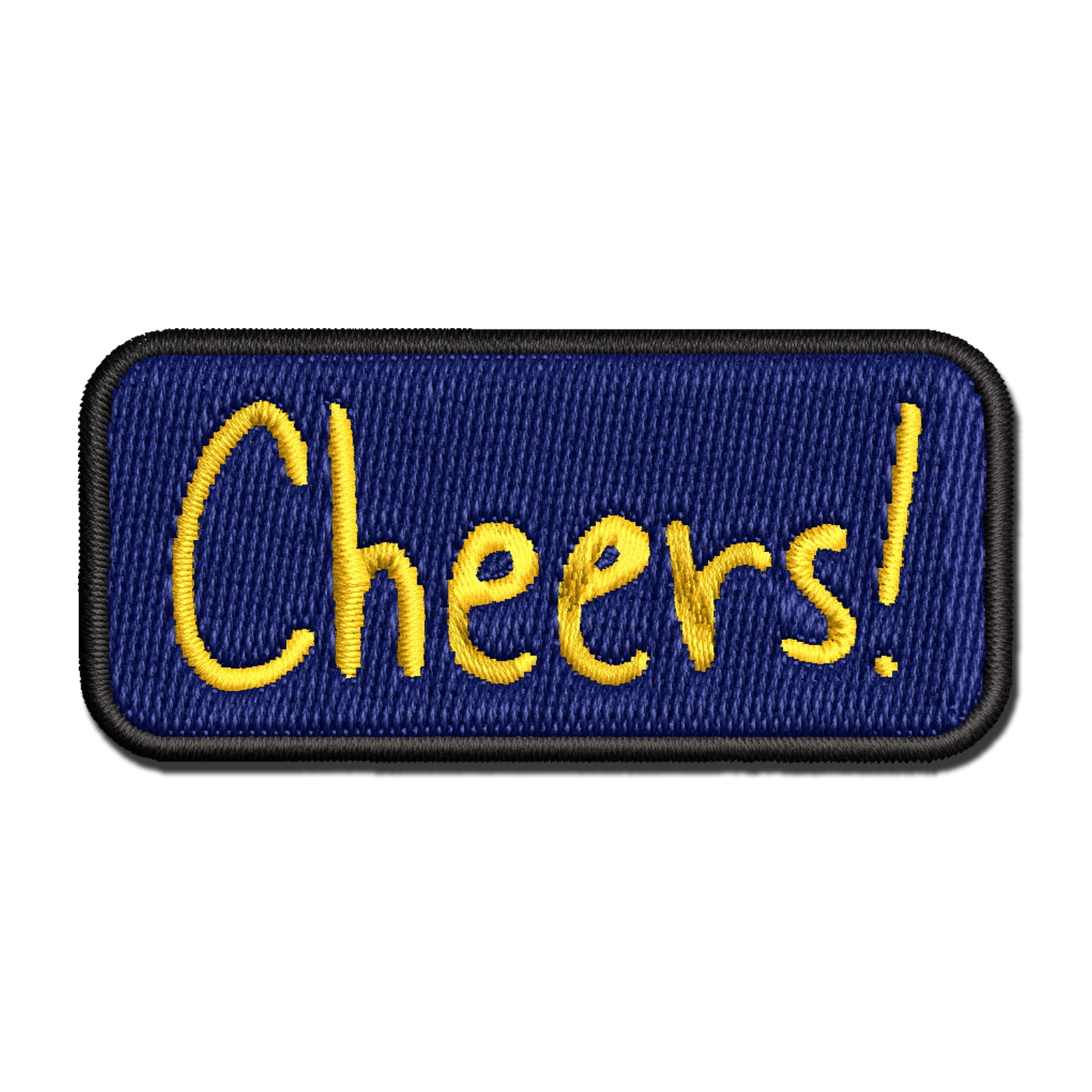 Cheers Fun Text Applique Multi-Color Embroidered Iron-On Patch - 3.5 Inch Large