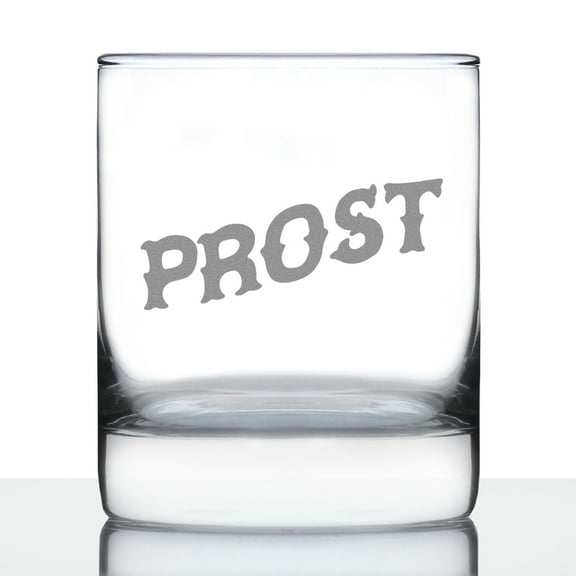 Bevvee Whiskey Rocks Glass 10.25 oz Cheers German Prost Gifts for Whiskey Enthusiasts Glassware & Drinkware