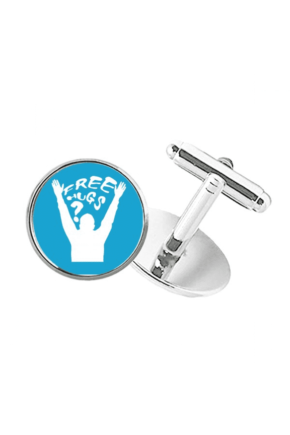 Cheers Hugs Round Button Cuff Clip Stud Cufflinks