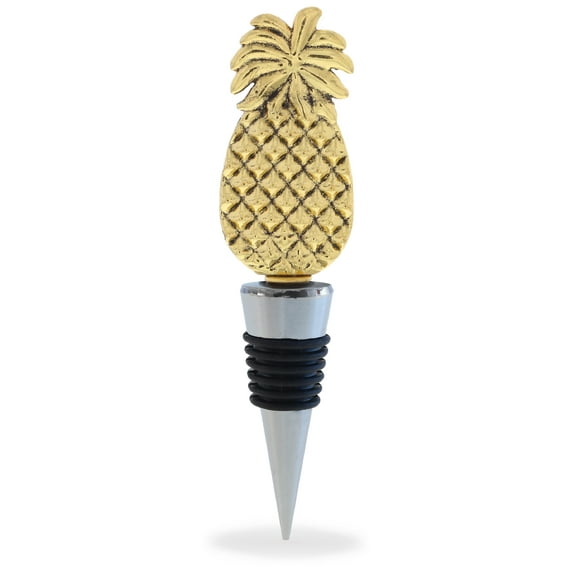 Cheers Metal Wine Stoppers 5 Inch, Cute Kitchen Decor Champagne Bottle Stopper, Wine Preserver Topper Engagement Gifts, Wine Lovers, Decorative Home Decor & Kitchen Accessories - Gold Pineapple