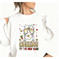 thumbnail image 1 of New Year Cheers Glasses Print Sweatshirt Graphic Sweatshirt White S-3XL Tops, 1 of 5