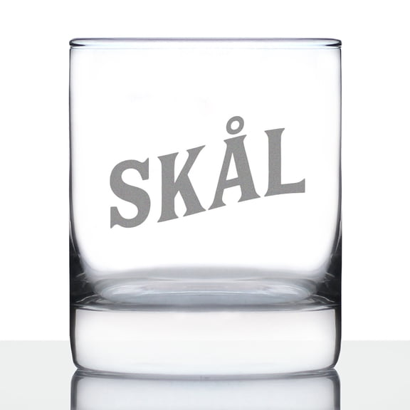 Bevvee Whiskey Rocks Glass 10.25 oz Cheers Norwegian Skal Gifts for Whiskey Enthusiasts Glassware & Drinkware