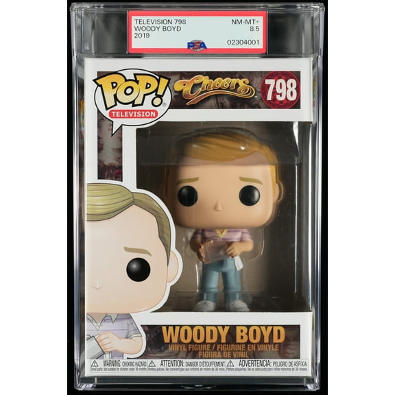 Cheers, PSA Graded 8.5 NM-MT+, Woody Boyd Collectible Vinyl Figure #798, Fully Encapsulated Bundle with Compatible Funko Pop! PSA Hard Protector Case
