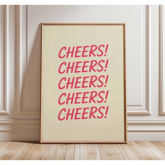 Cheers Party Funny Bar Cocktail Drinking Celebration Typography Decor Unframed Paper Print