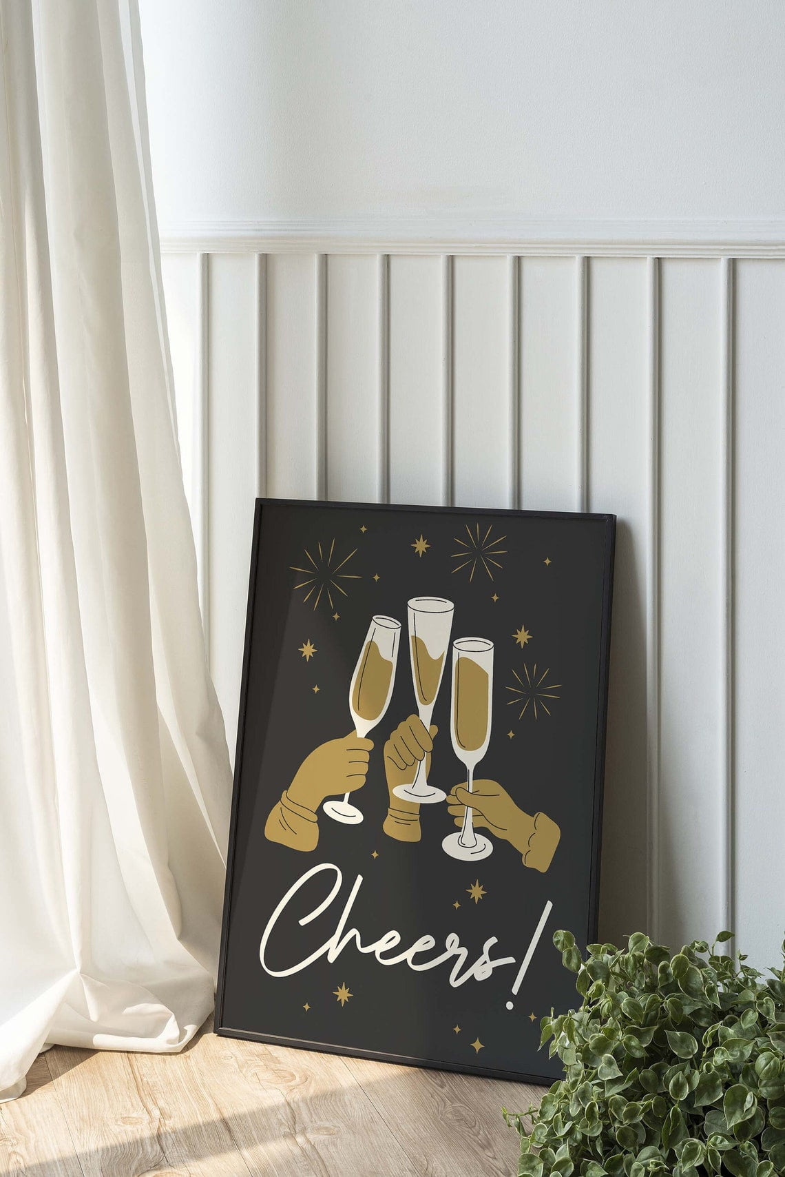 Cheers Poster Black And Gold New Years Eve Cute Wall Decorations Poster