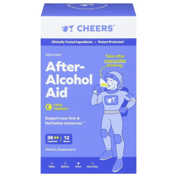 Cheers Restore: After-Drinking Aid + Liver Support, 1000+mg DHM & 450mg Cysteine, 12 Doses