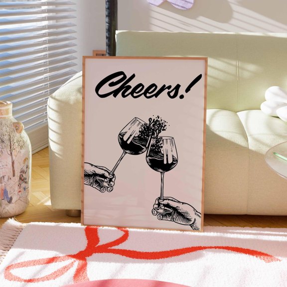 Cheers Retro Cocktail Bar Cart Poster Unframed Paper Print