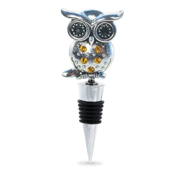 Cheers Reusable Rhinestone Wine Stopper, Elegant Vacuum Seal Inserts Airtight Cork Plug Strong Grip Leak-Proof Beverage Champagne Sparkling Bottle Toppers Bar Tool & Accessory Gift - 4. 5 Inch (Owl)