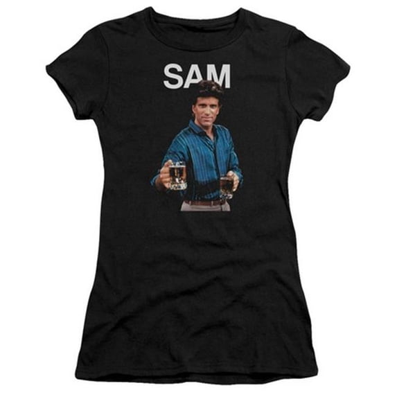 Cheers-Sam - Short Sleeve Junior Sheer Tee - Black- Large