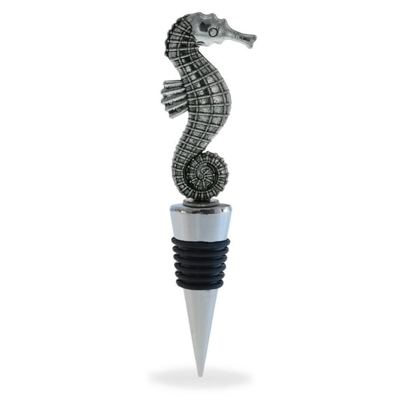 Cheers Seahorse Metal Wine Stopper- Elegant Wine Stopper Accessories For Bottles, Ocean Life Wine Bottle Stopper, Airtight Leak Proof Wine Bottle Sealer Cork Plug, Decorative Wine Bottle Stopper Gift