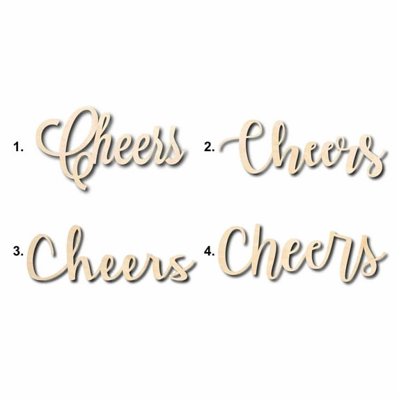 Cheers Sign Unfinished Wood Cutout Home Decor DIY Option 1- 24" Wide / 1/2"