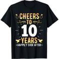 thumbnail image 1 of Cheers To 10 Years Married Couples 10th Wedding Anniversary T-ShirtMen's and women's gift, black and white T-shirt, size: Extra large S-4XL, 1 of 4