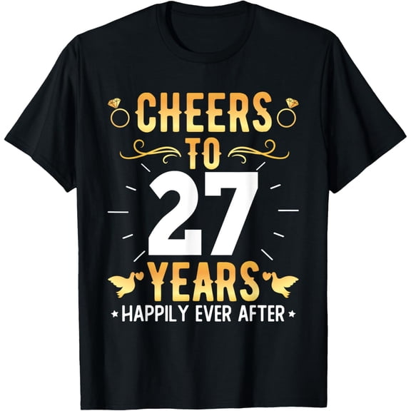 Cheers To 27 Years Married Couples 27th Wedding Anniversary T-Shirt