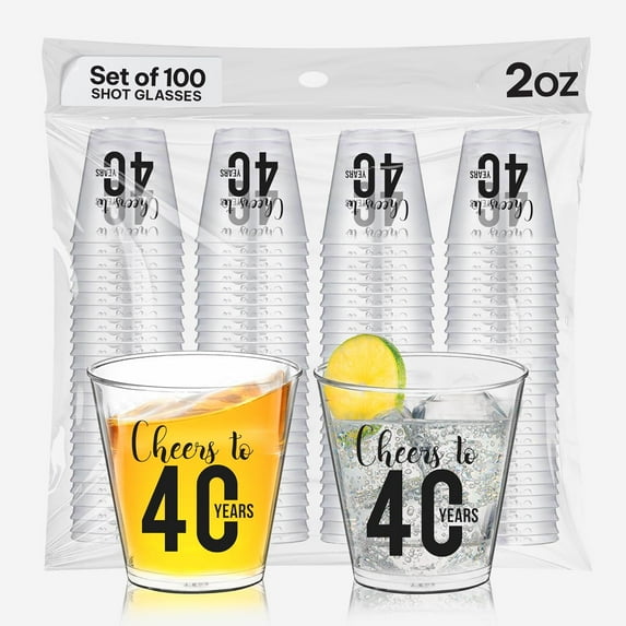 Cheers To 40 years Shot Glasses 100 PCS – 40th Birthday Shot Glasses Disposable 2oz, 40 Birthday Decorations For Men and Party Favors