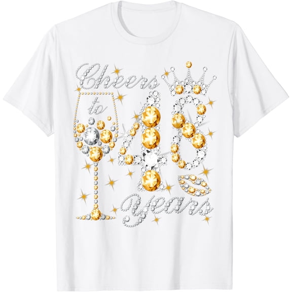 Cheers To 48 Years Old Happy 48th Birthday Queen Drink Wine T-Shirt100% cotton