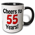 thumbnail image 1 of 3drose, Cheers to 55 Years. Red., 11oz Two-tone Black Mug, 1 of 6
