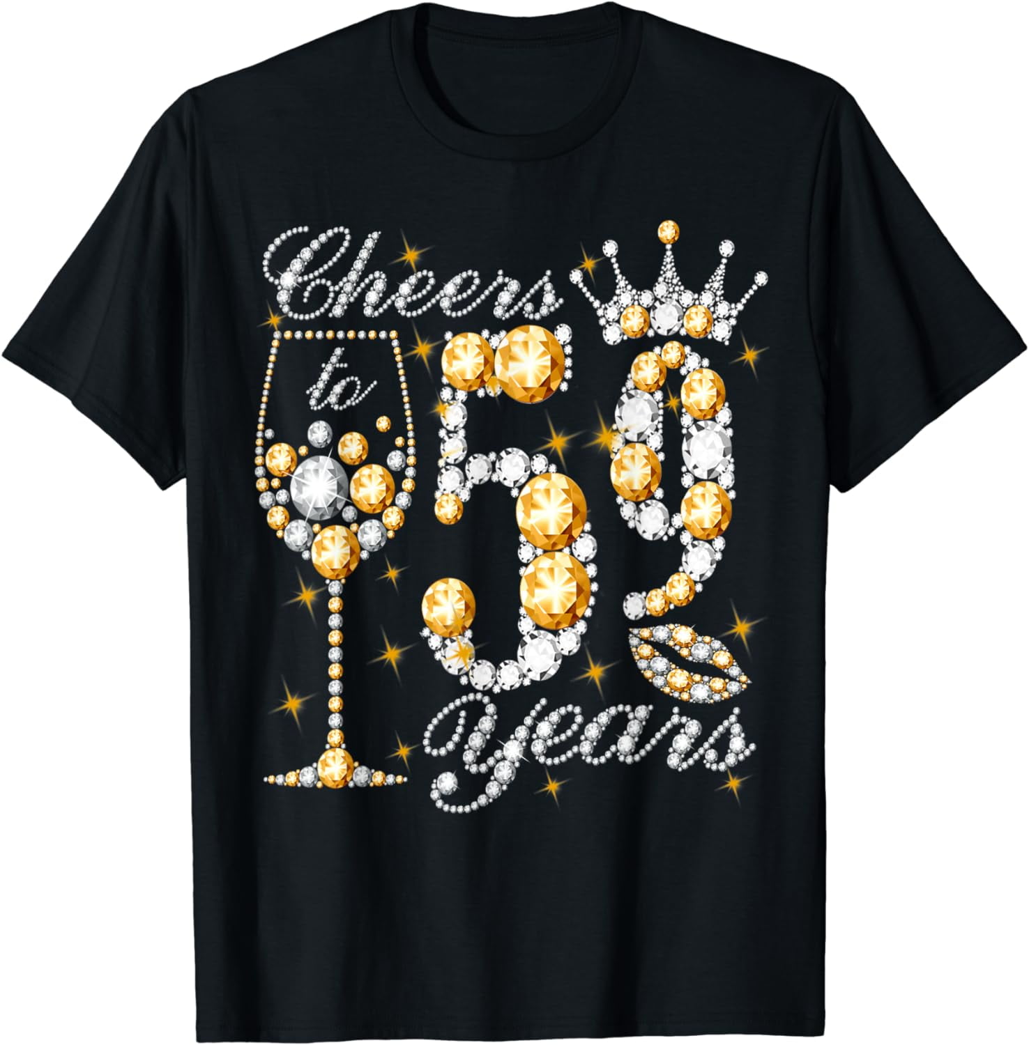 Cheers To 59 Years Old Happy 59th Birthday Queen Drink Wine T