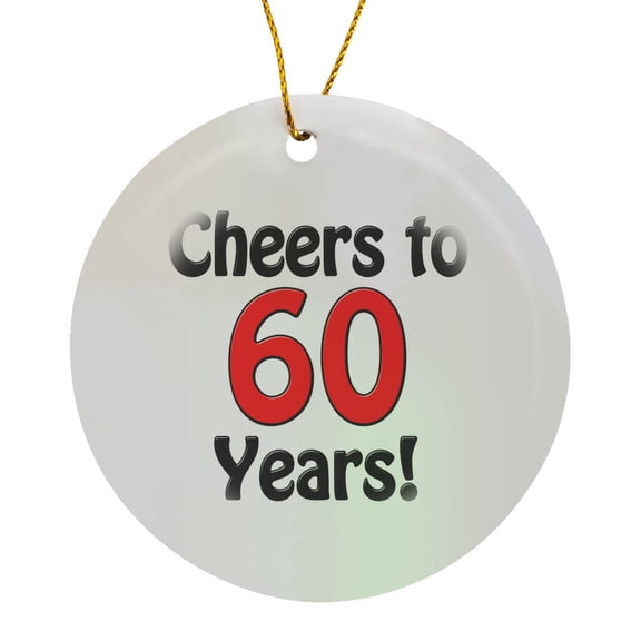 3drose, Cheers to 60 Years. Red., Circle Porcelain Ornament