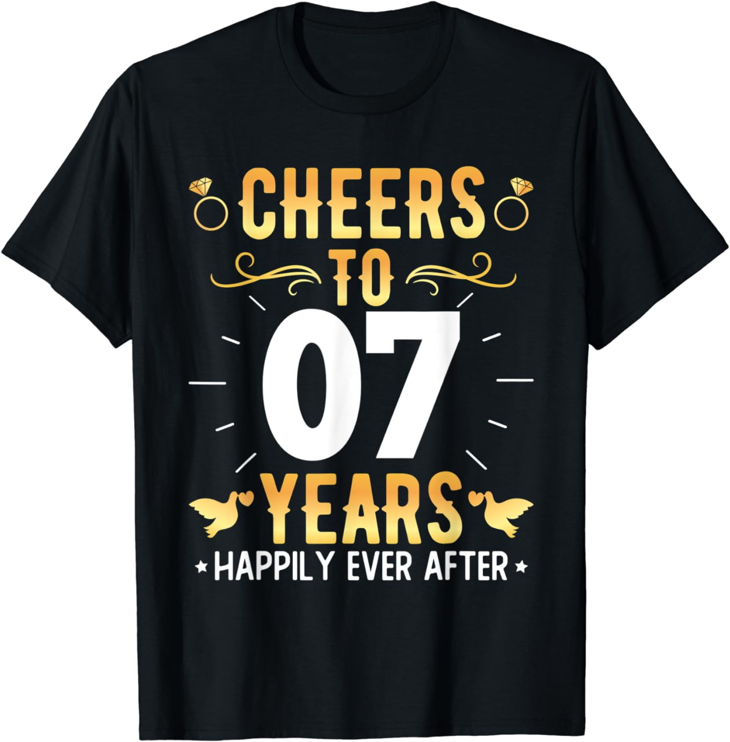 Cheers To 7 Years Married Couples 7th Wedding Anniversary TShirt