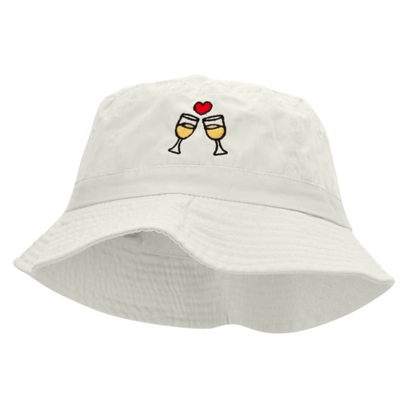 Cheers To Love Embroidered Bucket Hat - White OSFM