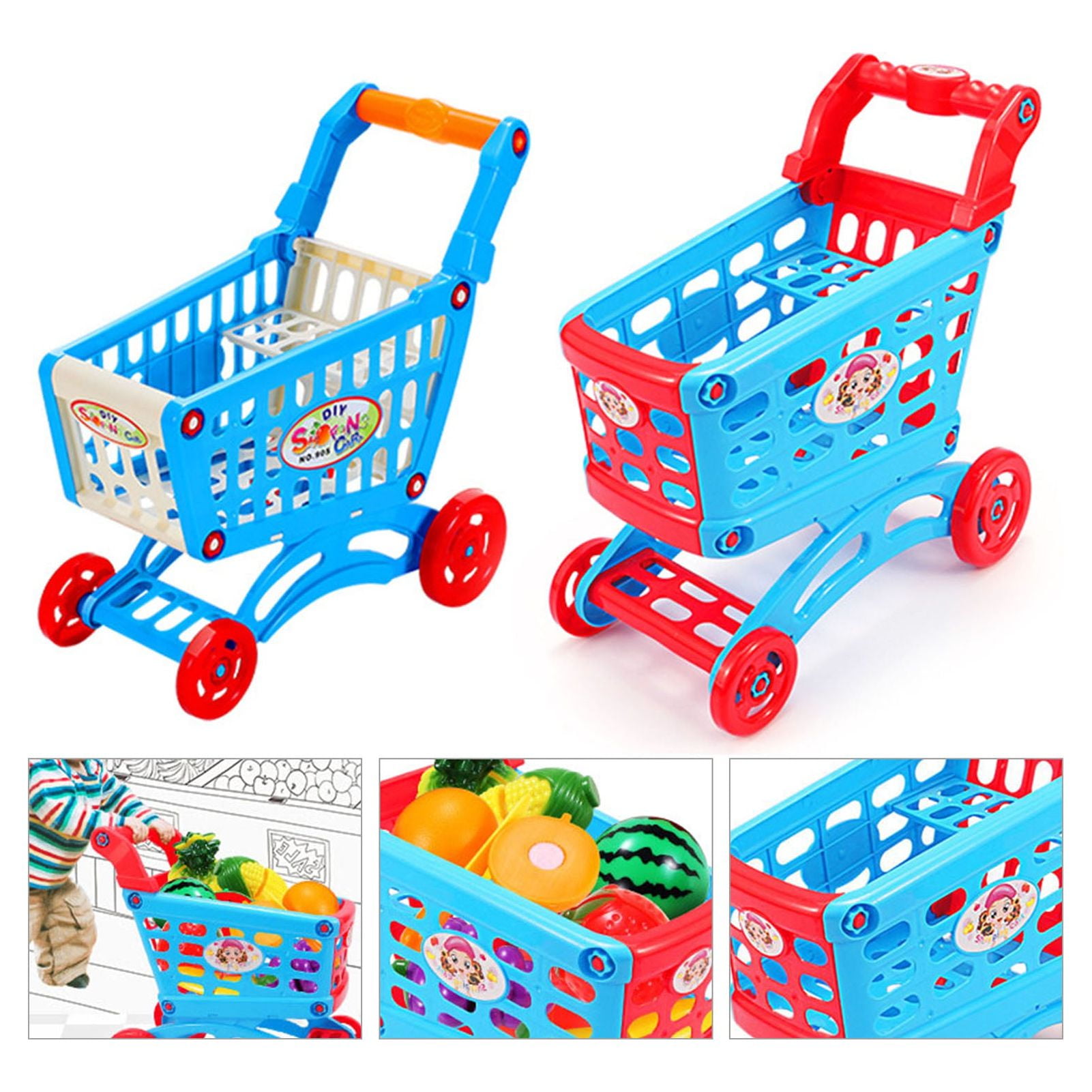 Cheers.US 0 - 2 Years Flexible Wheel Shopping Cart Toy, Blue