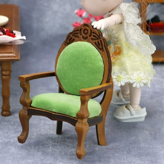 Cheers.US 1:12 Scale Miniature Vintage Single Sofa Chair Furniture for Living Room Bed Room Kitchen Miniature Furniture Figures Accessory