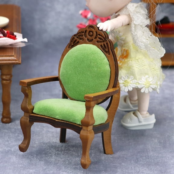 Cheers.US 1:12 Scale Miniature Vintage Single Sofa Chair Furniture for Living Room Bed Room Kitchen Miniature Furniture Figures Accessory