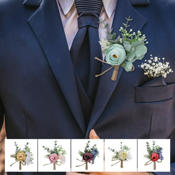 Cheers.US 1 Bouquet Groom Boutonniere Man Women Bride Wrist Corsage Artificial Wedding Flowers Party Decoration