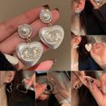 thumbnail image 1 of Cheers US 1 Pair Rhinestone Crystal Rectangle Earrings Geometric Earrings Long Bohemian Faux Pearls Earrings Geometric Statement Earrings Hoop Dangle Earrings, 1 of 2