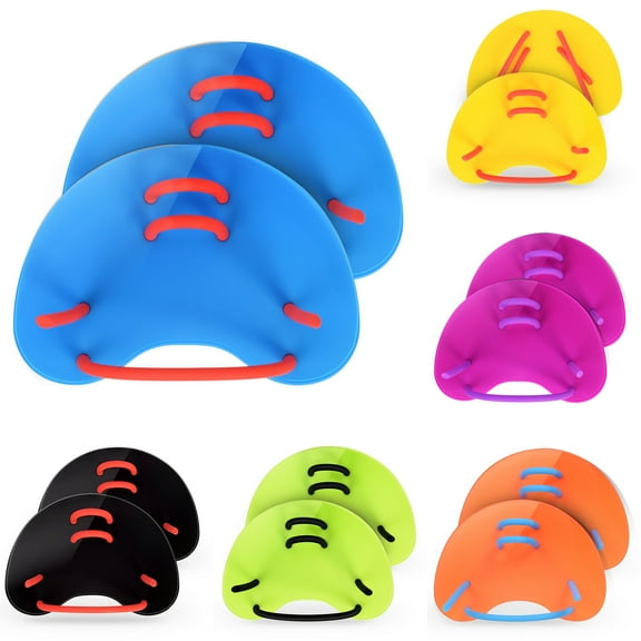 Cheers.US 1 Pair Swim Paddle Hand, Swim Training Paddle Adjustable Diving Training Hand Fin Flipper Flat Paddle Swimming Training Aid for Men Women Children