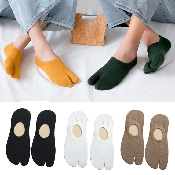Cheers.US 1 Pair Unisex Two Toe No Show Socks Non Slip Low Cut Boat Socks