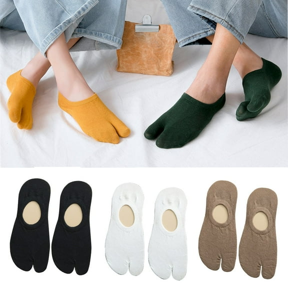 Cheers.US 1 Pair Unisex Two Toe No Show Socks Non Slip Low Cut Boat Socks