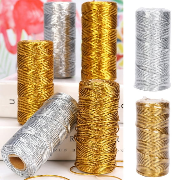 Cheers.US 1 Roll Packing Cord, 1.5mm Gold Silver Wire Tag Rope for Crafts Gift Wrapping, Packing, Gardening and Wedding Decor