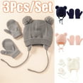 thumbnail image 1 of Cheers.US 1 Set Baby Knitted Winter Hat and Gloves Set, Toddler Knit Beanie Fleece Lined Snow Hat Earflap Ski Cap Warm Hat Gloves Two Plush Balls Ropes Boys Girls, 1 of 1