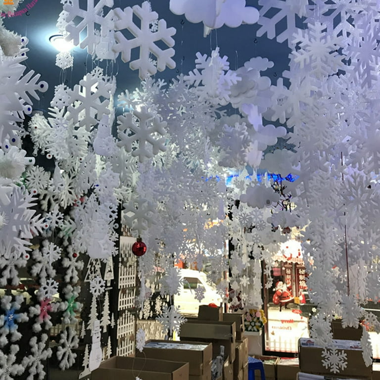 Cheers.US 1 Set Large Snowflakes White Snowflakes Christmas Decorative Hanging Ornaments Window Decor Winter Outdoor Decorations