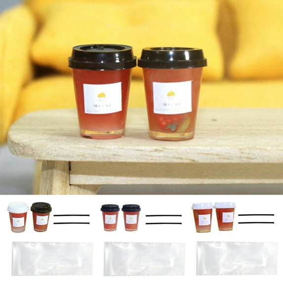 Cheers.US 1 Set Mini Resin Food Toy Miniature Model Accessories Scene Decoration Mini Fruit Tea Cup Food Toy for Kids