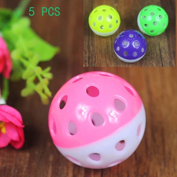 Cheers US 10 PCS/5 pcs Plastic Puppy Cat Round Play Ball with Bell Pounce Rattle Pet Chew Toys Cat Toys for Indoor Cats Cat Gifts for Cat Lovers Cat to Spend a Happy Time