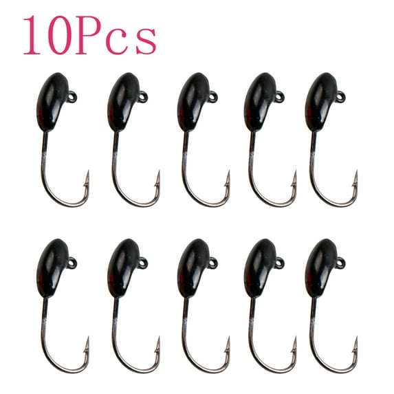Cheers.US 10 Pcs 1.5g 2.4cm Fishing Hooks Smooth Surface Easy Installation High Carbon Steel Jig Hooks with Round Jig Head Compatible