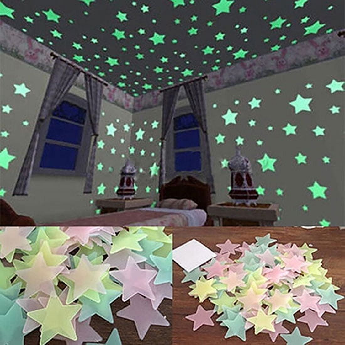 Glow in The Dark Stickers, EEEkit 435/400/200pcs Luminous Adhesive Bright  and Realistic Dots Star Moon Meteor 3D Stars for Kid Bedroom Room Decor