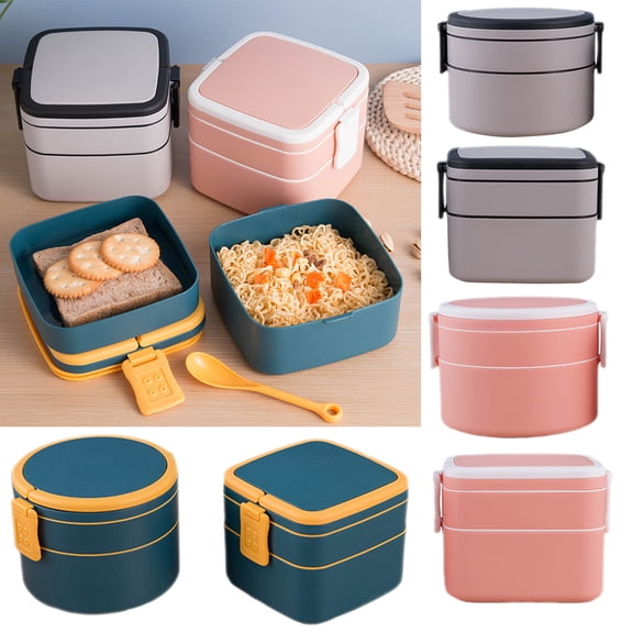 Cheers.US 1000ML/1400ML Lunch Container Double-layer Leakproof Plastic Japanese Style Lunch Box Perfect for Office Work School Beach Hiking Picnic Fishing