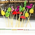 thumbnail image 1 of Cheers.US 100Pcs/Bag Cocktail Pick Food Appetizer Toothpick, Hawaiian Luau Assorted Tropical Cocktail Toothpick Handmade Bamboo Toothpicks for Luau Holiday Party Supplies-4.72inx0.39inx0.12in, 1 of 7