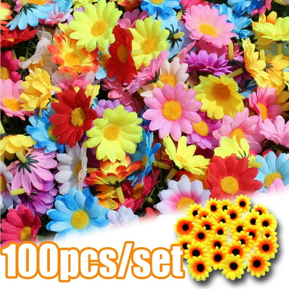 Cheers US 100Pcs Fake flower Heads in bulk wholesale for Crafts Artificial Silk Flowers Head Peony Decor DIY Flower Decoration for Home Wedding Party Car Corsage Decoration Fake Flowers