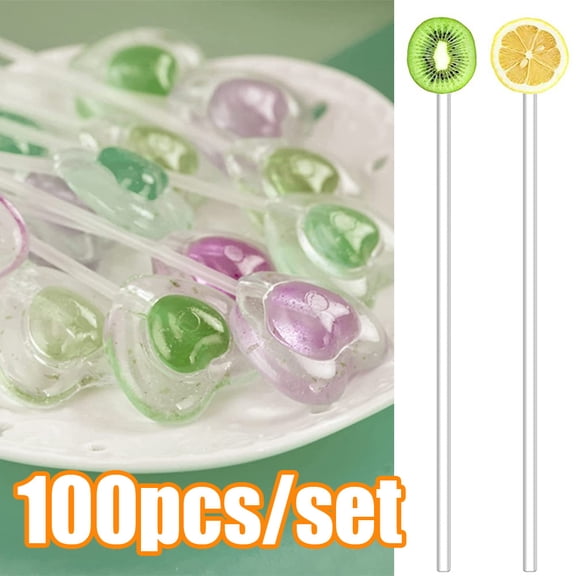 Cheers.US 100Pcs/Set Clear Acrylic Lollipop Cake Pops Sticks Reusable Round Acrylic Candy Sticks Long Acrylic Stirring Rod for Making Cake Cookies Cupcake Toppers Candy Dessert Chocolate