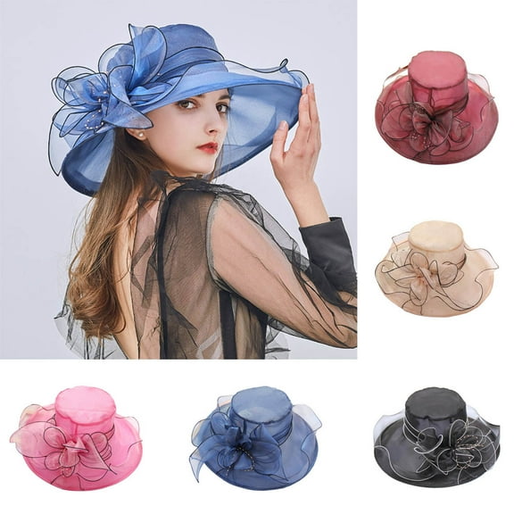 Cheers.US Kentcky Derby Hats for Women Organza Church Floppy Hat Tea Party Fascinators